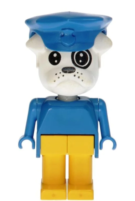 Boris Bulldog, White Head, Blue Torso, Yellow Legs, Blue Police Hat