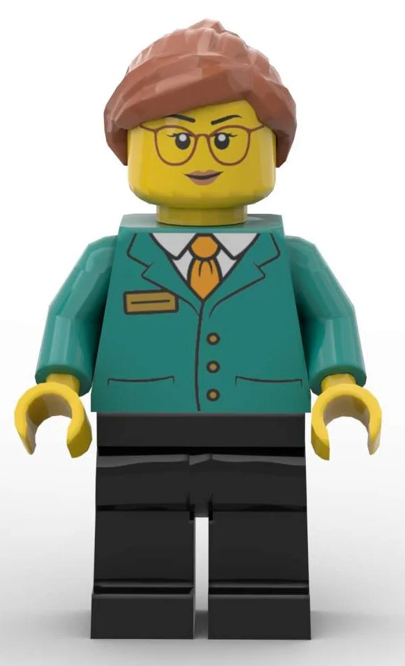 Postmaster, Dark Turquoise Torso, Black Legs, Dark Orange Hair