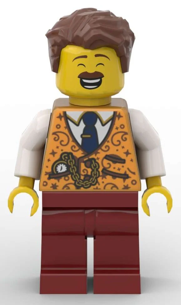 Shopkeeper, Pearl Gold Torso, Dark Red Legs, Reddish Brown Hair