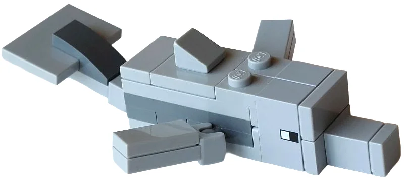 Minecraft Dolphin (2 Light Bluish Gray Plate 1 x 4 Inside, 2 Bracket 1 x 1 – 1 x 1) – Brick Built